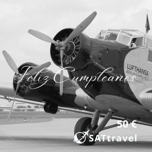 Tarjeta de Regalo Virtual. SAT Travel. Cumpleaños. Modelo Avión