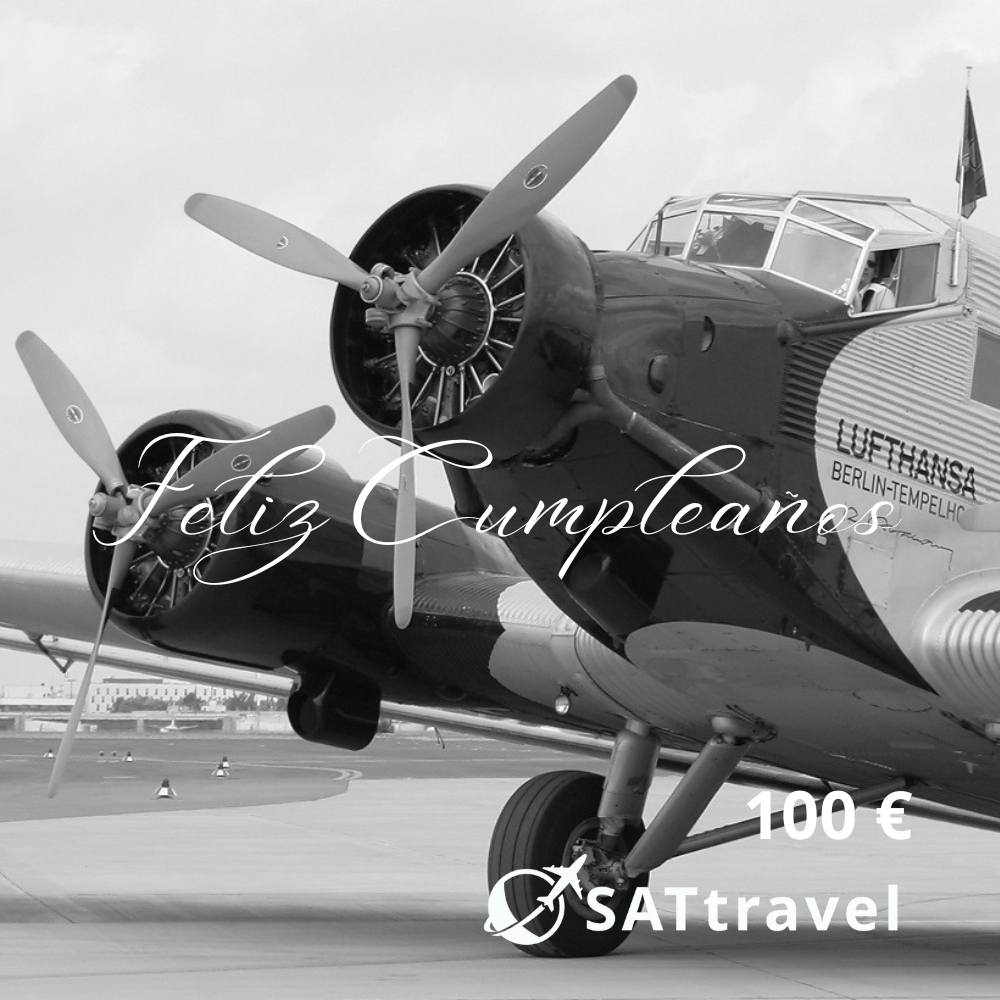 Tarjeta de Regalo Virtual. SAT Travel. Cumpleaños. Modelo Avión